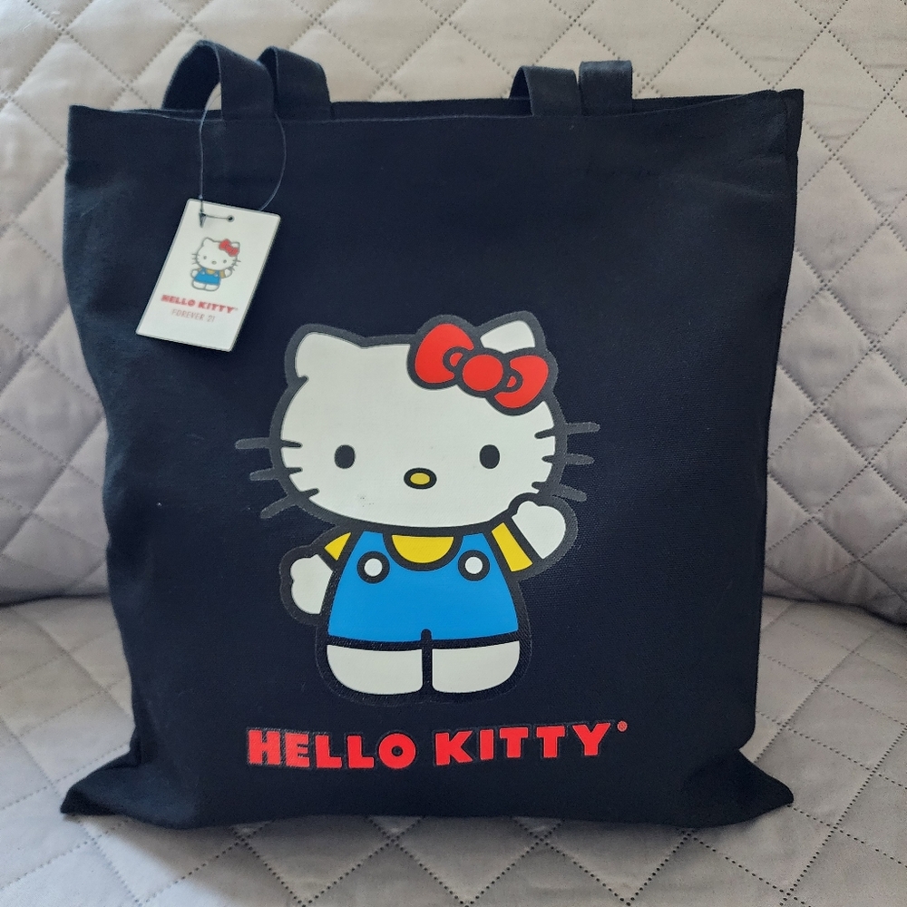 Sanrio Hello Kitty Forever 21 Collab Black Fabric Tote Bag